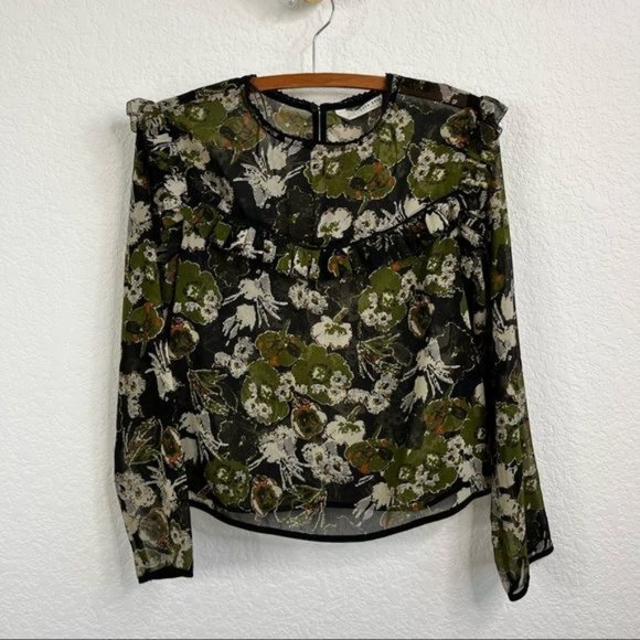 Zara Sheer Victorian High Neck Floral Top - Picture 1 of 6